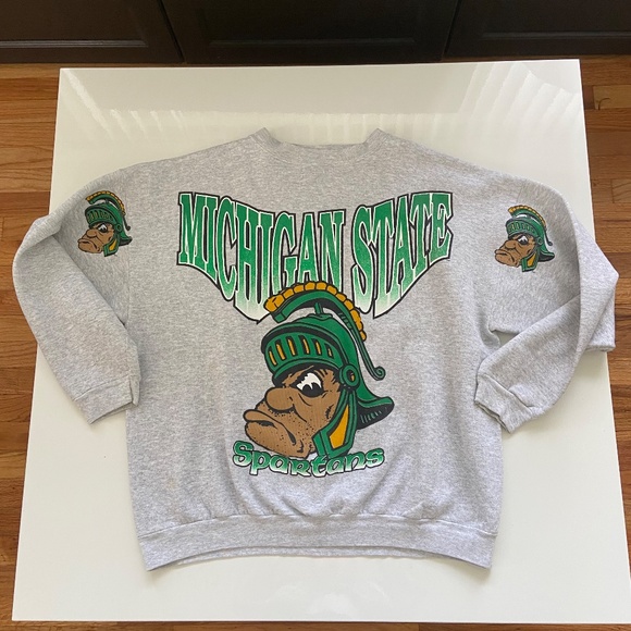 Vintage 90s Michigan State Sweatshirt Mens 2XL Spartans NCAA University College - Picture 3 of 14